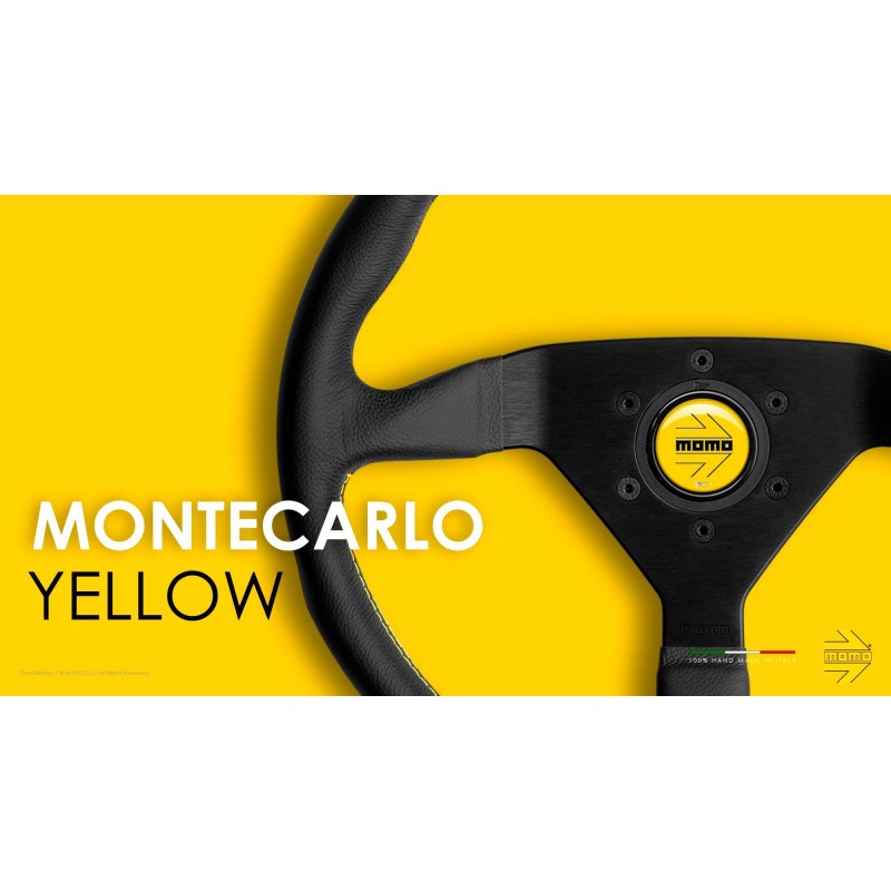 Volante momo montecarlo negro-amarillo 350