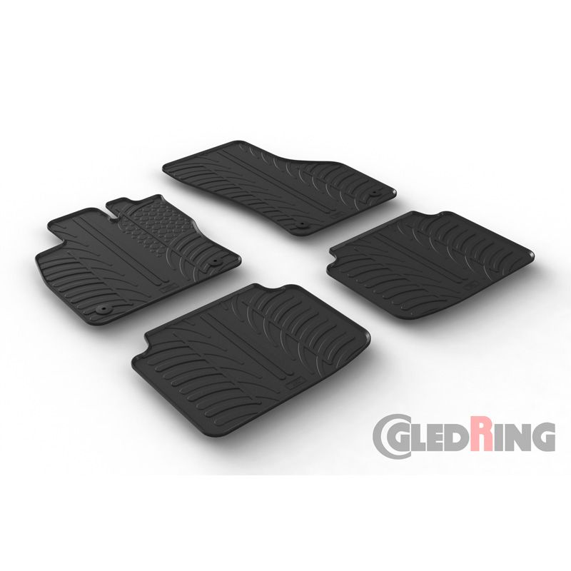 Alfombrilla goma Gledring Skoda SuperB 4/2015- (4 piezas+clips montaje) 