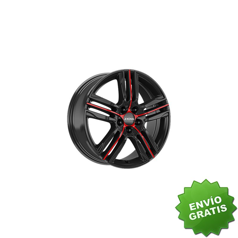 Llanta exclusiva Ronal R57 Mcr 7.5x17 Et42 5x120 Jetblack Radio Rojo