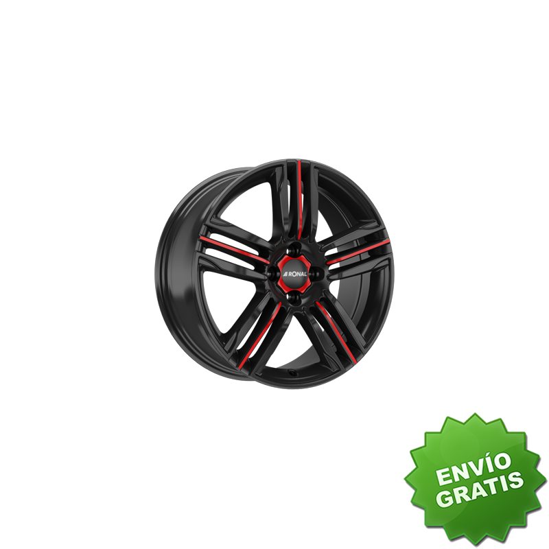 Llanta exclusiva Ronal R57 Mcr 7.5x18 Et35 4x100 Jetblack Radio Rojo