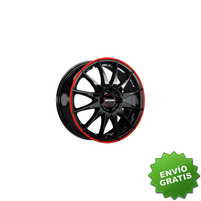 Llanta exclusiva Ronal R54 Mcr 7.0x16 Et38 4x100 Jetblack-aro Rojo