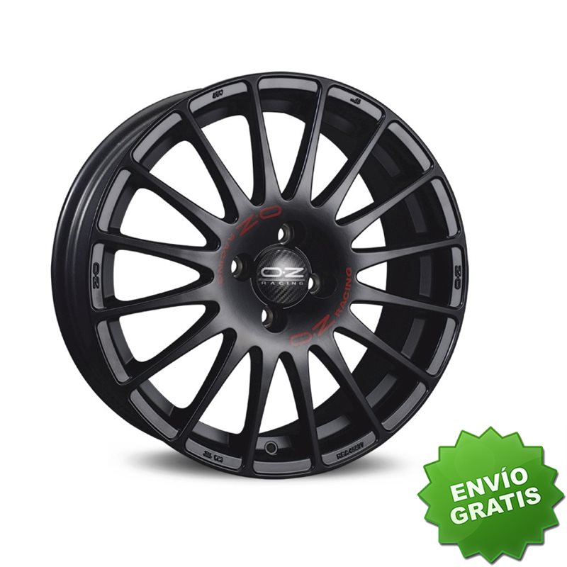 Llanta exclusiva Oz Superturismo Gt 6.5x15 Et25 4x108 Matt Black Red Lettering Kba Nad