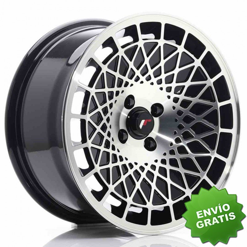 Llanta exclusiva Jr Wheels Jr14 16x8 Et15 4x100 Gloss Black Machined% 20face